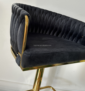 Tabourets <span class=keywords><strong>de</strong></span> <span class=keywords><strong>bar</strong></span> <span class=keywords><strong>de</strong></span> luxe en velours, base carrée en métal doré, pivotants <span class=keywords><strong>et</strong></span> réglables, pour salon, cuisine <span class=keywords><strong>et</strong></span> salle à manger (vente en gros) - Product Image 6