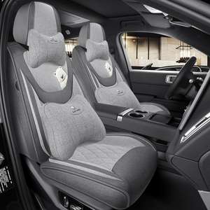 Chepeng Hall C-P-02 nouveau tissu de lin de coton quatre saisons pour les housses de siège de <span class=keywords><strong>voiture</strong></span> respirantes mignonnes tout fermées pour femmes - Product Image 5