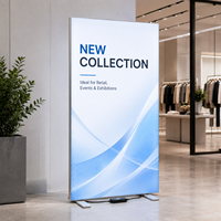 Bannière en tissu imprimée sur mesure avec éclairage LED et support pour exposition, événement, publicité, affichage rétroéclairé