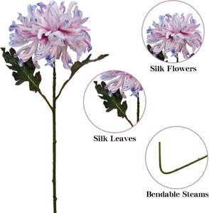 Vente en gros de fleurs artificielles de haute qualité, chrysanthèmes et dahlias en PU, couleur automne 2024, toucher réaliste, pour la décoration de mariage, de la maison et des fêtes - Product Image 3