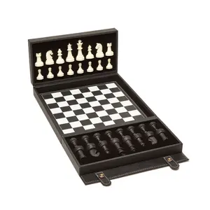 Chess Set Customized Leather Chess Backgammon Set Chessboard Backgammon Board Game Set