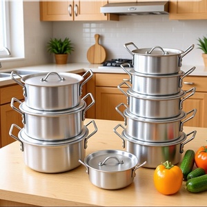 Ensemble de 7 ustensiles de cuisine en aluminium épaissi antiadhésifs, comprenant une <span class=keywords><strong>casserole</strong></span>, une marmite, une poêle à frire avec couvercles, compatible <span class=keywords><strong>induction</strong></span>, vente en gros - Product Image 1