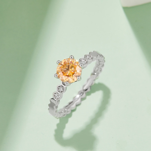 Hermoso anillo femenino de 1 quilate D grado S925 plateado platino Mosan diamante brazo recto diseño de panal con microincrustaciones - Product Image 4