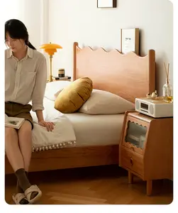 Furnitur kamar tidur, Modern, kayu Sakura, sederhana dengan dudukan malam, Penyimpanan di samping tempat tidur Jepang