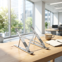 Support Ergonomique pour Ordinateur Portable en Alliage d'Aluminium 11-17 Pouces, Antidérapant, Réglable en Hauteur et Multi-Angles, Support de Voyage Ultra pour Tablette PC