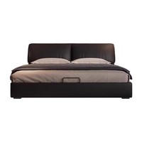 Vente directe usine – Lit en cuir véritable, design oreilles d'éléphant, grand rangement, style minimaliste italien, cadre en pin, pneumatique