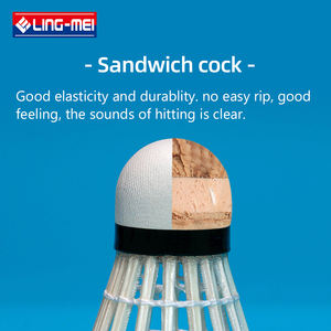 Volant de badminton en plumes d'oie personnalisé à 77 vitesses LINGMEI-60 Coq sandwich durable et hautement durable Volant modèle classe A + - Product Image 5