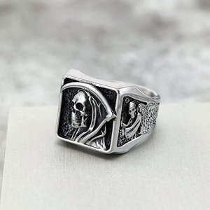 Anillo de esqueleto de Hip Hop yunnique, acero inoxidable, diseño de calavera de Halloween, joyería de moda - Product Image 4