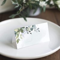 50 pièces/paquet Cartes de nom en papier avec motif floral et numéro pour les places assises, pour mariage, dîner, fête festive, décoration de table