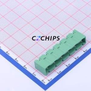 MC-PA7.62V06-0001 Plug-in Terminal Block Through hole,P=7.62mm Connector Board-to-Board / Socket - Closed 1x6P 7.62mm Green - Product Image 1