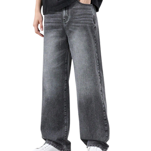 Washed Men's <b>Jeans</b> Urban Streetwear Solid Casual Party Weekend Travel Durable Denim Fabric Custom Finish Size Logo Label Factory - Product Image 3