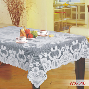 Warp Knitted Lace <b>Tablecloth</b> <b>Oval</b> White Polyester Home Decor WX-498 - Product Image 3