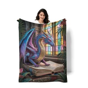 Fantasy Magic Dragon Flannel Blanket Throw Blanket Nap Blanket Reversible Cozy Warm for Travel <b>Camping</b> Custom Print OEM ODM - Product Image 3