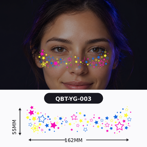 <span class=keywords><strong>Tatouage</strong></span> facial néon trois couleurs Magenta Jaune Bleu Étoile 12 motifs 162x55mm - Product Image 6