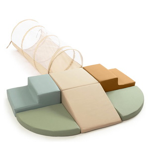 Ensemble de jeux souples pour intérieur, équipement de gym, blocs d'escalade en mousse, ensemble de jeux de grande taille avec tunnel à ramper et tissu doux - Product Image 1