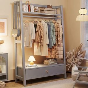 Perchero <span class=keywords><strong>de</strong></span> <span class=keywords><strong>Madera</strong></span> Maciza <span class=keywords><strong>de</strong></span> Fábrica, Perchero Minimalista <span class=keywords><strong>de</strong></span> Pie con Cajones, Estante <span class=keywords><strong>de</strong></span> Almacenamiento <span class=keywords><strong>de</strong></span> Ropa Pequeño para el Hogar - Product Image 4