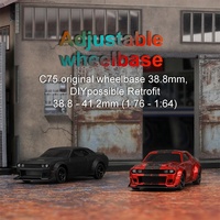 Turbo Racing C75 1:76 noir rouge 30m Distance à distance empattement réglable haute vitesse 51000 tr/min Mini RC voiture passe-temps jouets