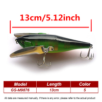 Leurre de pêche de 13 cm, appât dur en ABS, pêche en eau salée, traînage, crayon, aile métallique, DODGE Fish, pêche en surface, bar, Whopper Crawler