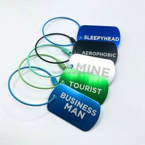 Custom Laser Engraving Aluminum Metal Luggage <strong>Tag</strong> with Chain - Product Image 1