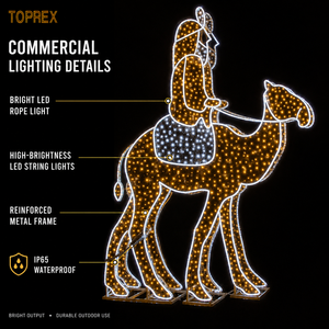 TOPREX 3D LED Grand Motif Lumineux de Crèche avec Sages Hommes sur Chameaux, Qualité Commerciale, pour Décoration Extérieure de Place Publique et Monumentale de Noël - Product Image 2