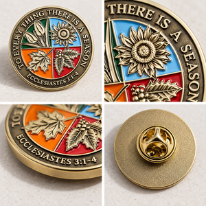 Moneda Conmemorativa Personalizada de Metal Dorado, Versículo Bíblico Eclesiastes 3:1-4, Regalo Cristiano para Bodas, Cuatro Estaciones - Product Image 2