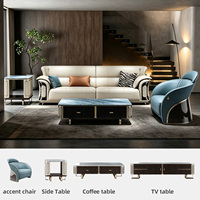 Ensemble de canapés modernes 1+2+3 places, canapés de luxe pour salon, canapé en cuir véritable pour villa, chambre à coucher, design élégant et courbé