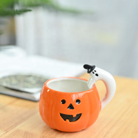 Tasses à visage de citrouille en céramique 3D magiques 2026 – Mugs fantômes pour cadeau d'Halloween