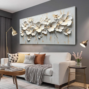 Soft Neutral White Blossom Serende Textured Floral Oil Painting Art Canvas Artwork Home Decor Hotel House Decoration Interior - Product Image 6