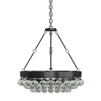 Lustre ovale Balthazar moderne en fer forgé américain avec boules de verre transparentes pour villa, salon, restaurant, intérieur