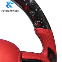 Volant de voiture en fibre de carbone chauffant rouge personnalisé avec LED pour Dodge Charger Challenger SRT 2014-2018 2019 2020 2021 2022 Sans airbag