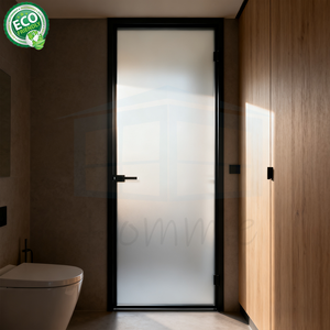 Portes intérieures à battant en verre à cadre étroit Porte de toilette - Product Image 4