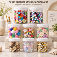 Contenants de rangement pour fournitures d'artisanat personnalisées, bocaux transparents en PET avec couvercles pour boutons, paillettes, pompons, breloques, organisation DIY, vente en gros