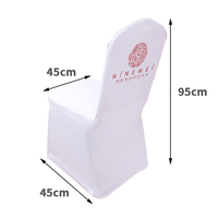 Housse de chaise avec Logo imprimé personnalisé, housse de chaise en Spandex blanc d'affaires avec Logo