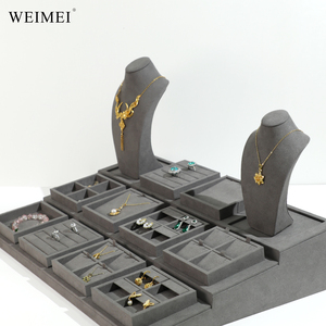 ชุดอุปกรณ์จัดแสดงเครื่องประดับไมโครไฟเบอร์สุดหรู WEIMEI แบบกำหนดเองได้ สำหรับสร้อยคอ ต่างหู แหวน พร้อมอุปกรณ์เสริมพิเศษสำหรับเคาน์เตอร์ - Product Image 4