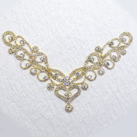 Applique de corsage en strass à coudre, col en V, ornée de perles, pour robe de mariée et robe de soirée