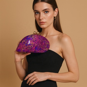 Sac en acrylique en forme de coquille 2026, pochette de soirée de luxe en marbre pour femmes, sac à main scintillant, sac à main élégant pour mariage et fête - Product Image 3