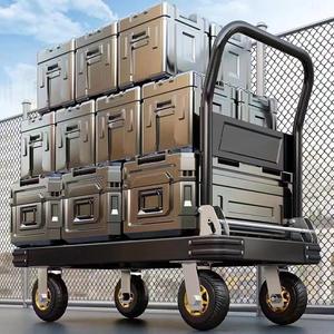 Goshen Mehrfarbiger Pritschen wagen mit Flachbett-Eisen wagen und tragbarem, leisem Wagen-Schwer last anhänger - Product Image 3