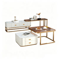 Table basse carrée moderne en pierre frittée marbrée pour salon, design décoratif