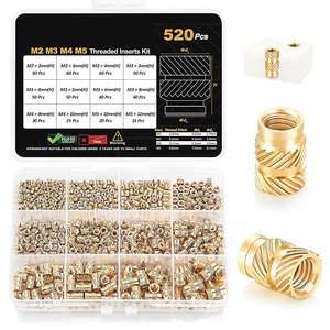 Metric Thread Inserts Kit 520Pcs M2 M3 M4 M5 Brass Fully Threaded Herringbone Nuts Set - Product Image 1