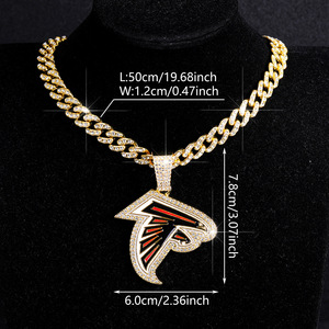 Collar de Cadena Cubana Unisex de Aleación Dorada y Plateada de Dos Tonos con Diseño de Cabeza de Halcón, Estilo Hip Hop Bling, para Niños, Personalizado, Campeón, Fútbol y Deportes - Product Image 6