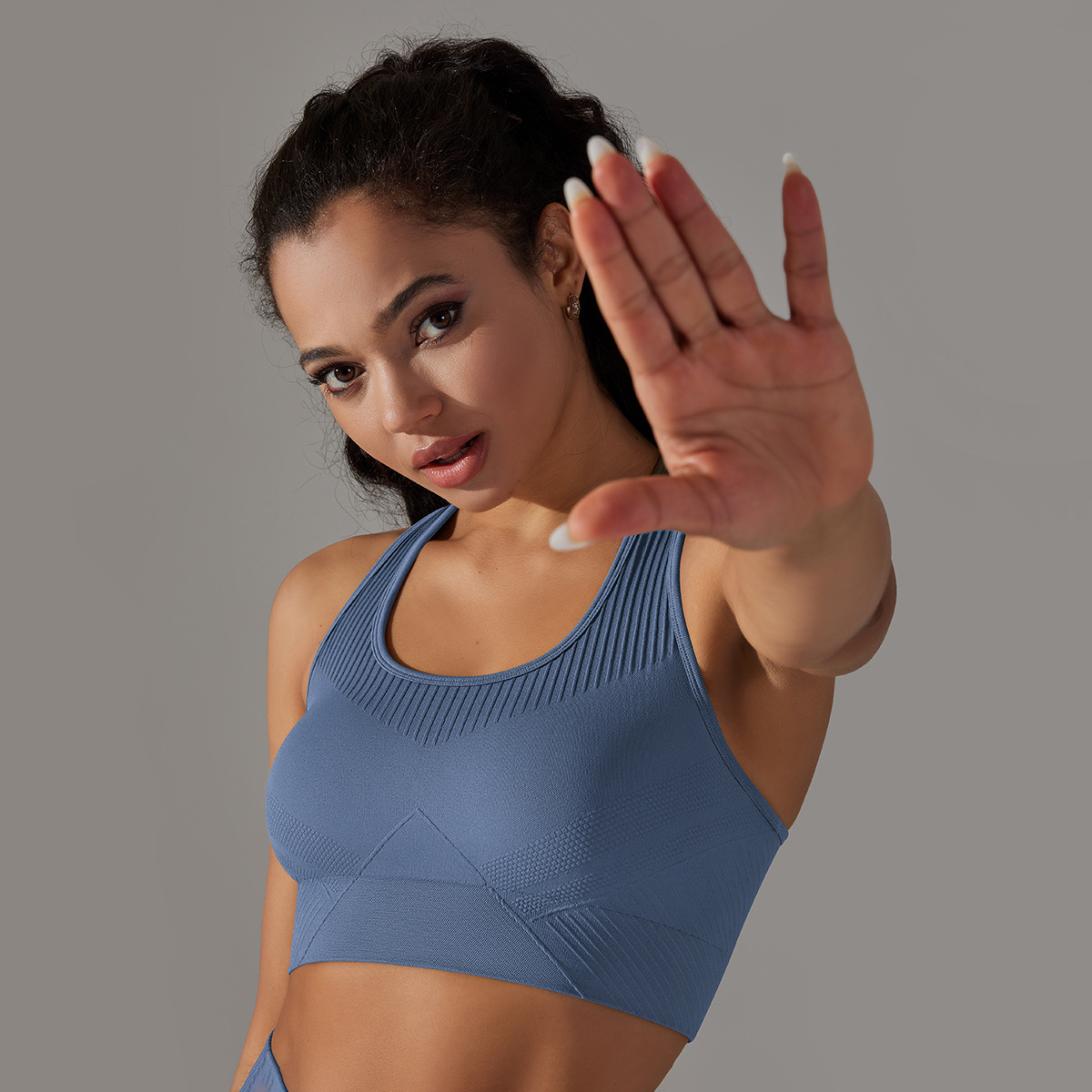 Seamless Solid Color Jacquard High Elastic Tight Yoga Sports Vest - Workout Top for Women