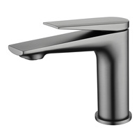 Keran Wastafel Kuningan Padat Warna Gunmetal, Pegangan Lebar Satu Lubang, Terpasang di Dek, Mixer Wastafel Kamar Mandi, Grosir Kustom