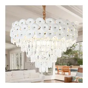 Staircase Ceiling Lamp Glass Ball Aluminum Wire Led Chandelier Indoor Villa Living Room Restaurant Star Effect Pendant Lighting