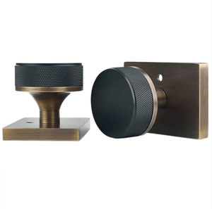 US Double Open <strong>Door</strong> <strong>Knob</strong> Square Black Knurled Brass AB Bronze Copper Passage Interior Zinc Brass Handle <strong>Door</strong> Lock Handle Sets - Product Image 2