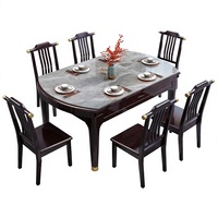 Ensemble de table à manger rectangulaire en pierre frittée de style moderne réglable, capacité 6 personnes, meubles pour la maison, hôtels, durable, écologique