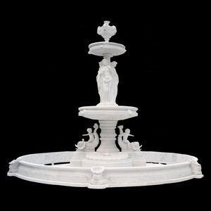 Grande <span class=keywords><strong>fontaine</strong></span> en marbre blanc sculpté à la main avec statue <span class=keywords><strong>de</strong></span> garçon islamique faisant pipi, design moderne, <span class=keywords><strong>fontaine</strong></span> à eau en pierre naturelle avec dauphin - Product Image 1