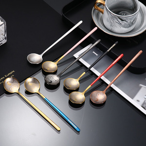 ช้อนสแตนเลส 304 ลายหน้ายิ้มน่ารัก สีทอง ช้อนกลมเล็กสำหรับคนกาแฟ ช้อนขนาดเล็กสำหรับเด็ก ไอศกรีม ของหวาน ซุป - Product Image 4
