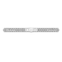Bracelet de montre en acier inoxydable de luxe, boîtier de 14 mm, chaîne à extrémités solides, double bouton de verrouillage, pièces de montre confortables