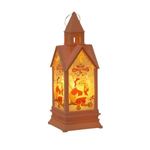 Mini lanterne de Noël LED en forme de maison pastel avec motifs festifs de Père Noël et d'arbre pour une ambiance chaleureuse - Product Image 1