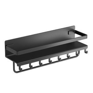 ชั้นวางของแสนสะดวกในห้องครัวที่วางเครื่องเทศทำจากเหล็กกล้าคาร์บอนพร้อมตะขอและรูติดผนัง40ซม. - Product Image 1